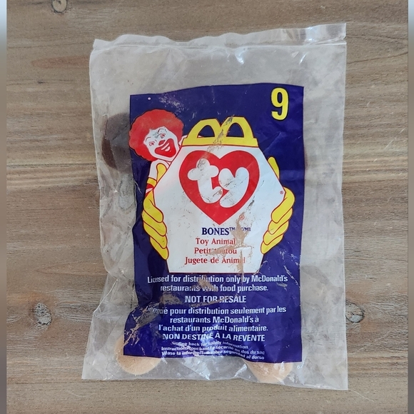 Ty Beanie Baby Bones The Dog McDonald's Exclusive From 1998 Sealed In Bag - Picture 1 of 9